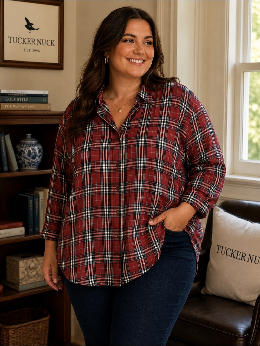 Tuckernuck Red Plaid Long Sleeve Button Down Women's XXXL - Picture 7 of 7